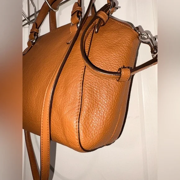 Coach Pebbled Leather Structured Satchel Crossbody Brown - Picture 3 of 12